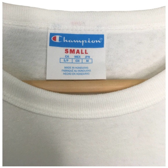 Champion Mens Small Heritage Logo Cotton Shirt Round Neck Long Sleeves White - Picture 9 of 12